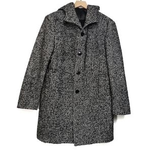 David Naman Black Hooded Button Down Jacket